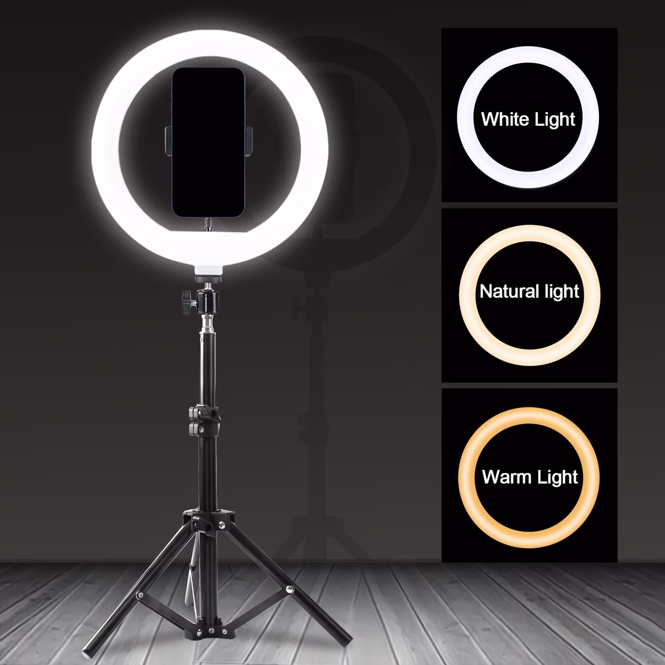 UEGOGO 10-Inch Circular Fill Light Set – Mobile Beauty Light with Adjustable Tripod