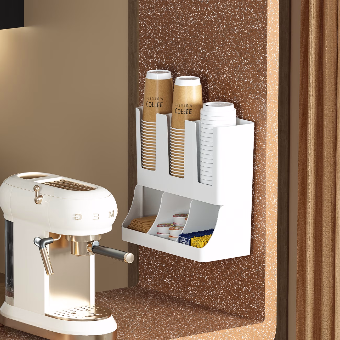 HEART LEAF Multifunctional Coffee and Cup Holder Organizer – All-in-One Countertop Storage Rack