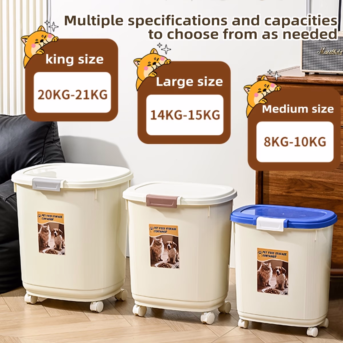 SUPET Large-Capacity Sealed Pet Food Storage – Insect-Proof and Moisture-Proof Container for Dog and Cat Food