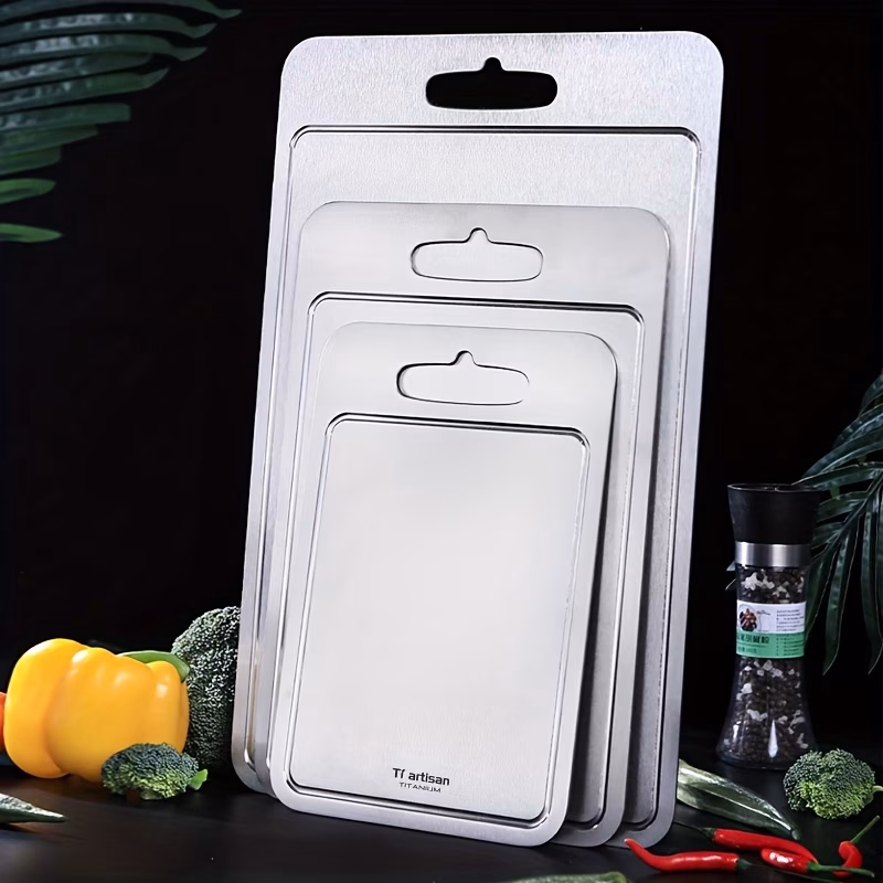 Tiartisan™ 1pc 2mm Thickened Pure Titanium Double-Sided Board – Durable, Portable, and Hygienic Cutting Solution