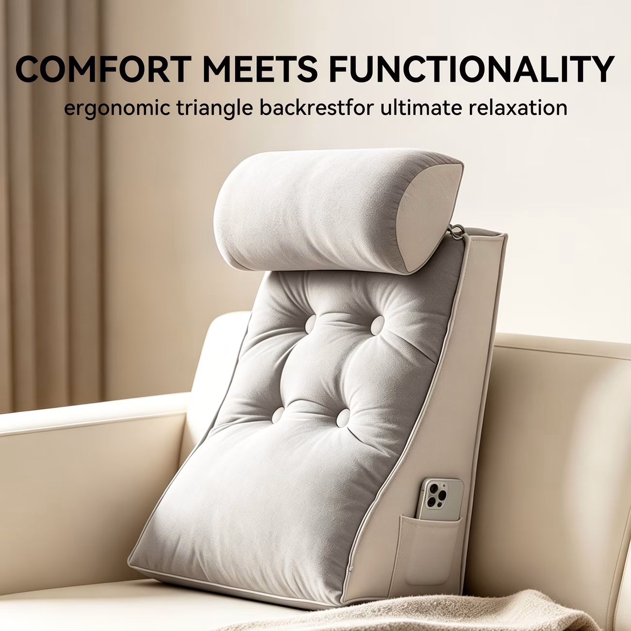 WKEFF Minimalist Cushion with Headrest – Comfort and Support for Relaxed Reading