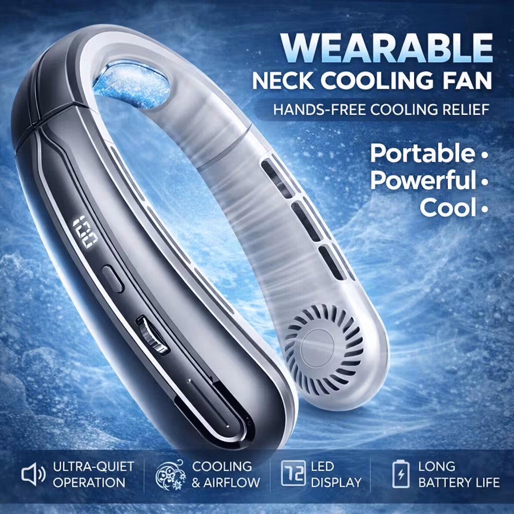 JKUOO Portable Neck Fan – Stay Cool and Comfortable Anywhere