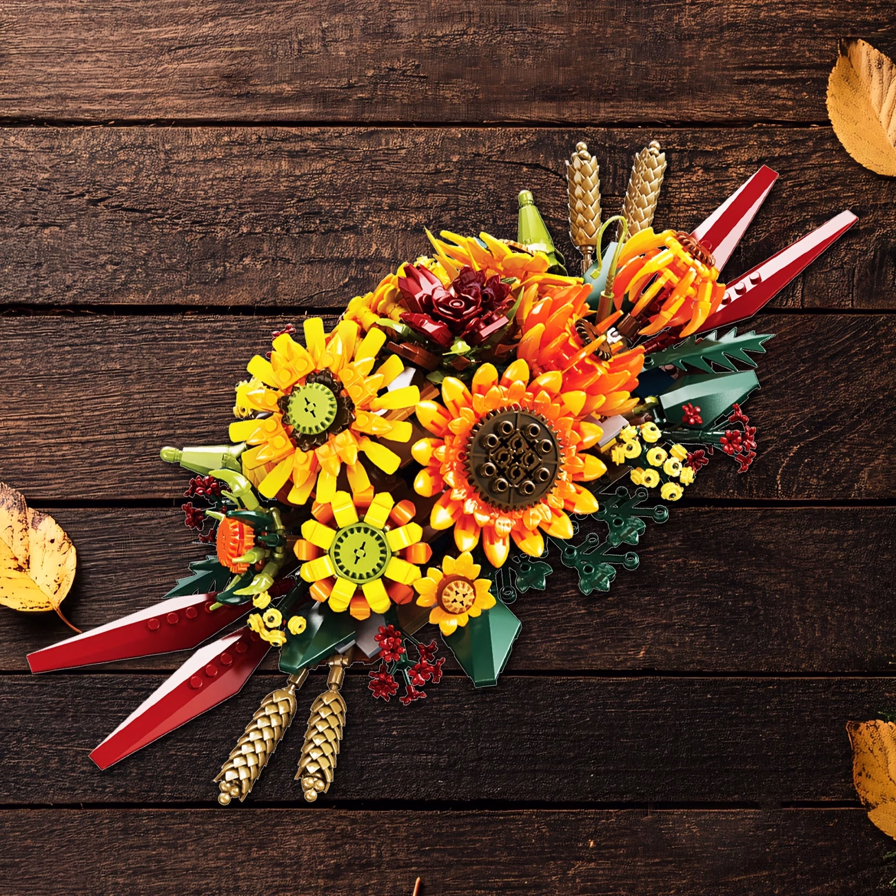 UKBOO Artificial Flower Sunflower Bouquets Building Blocks – Creative and Elegant Home Decor