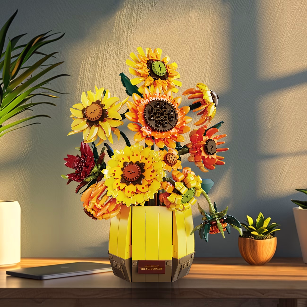 UKBOO Artificial Flower Sunflower Bouquets Building Blocks – Creative and Elegant Home Decor