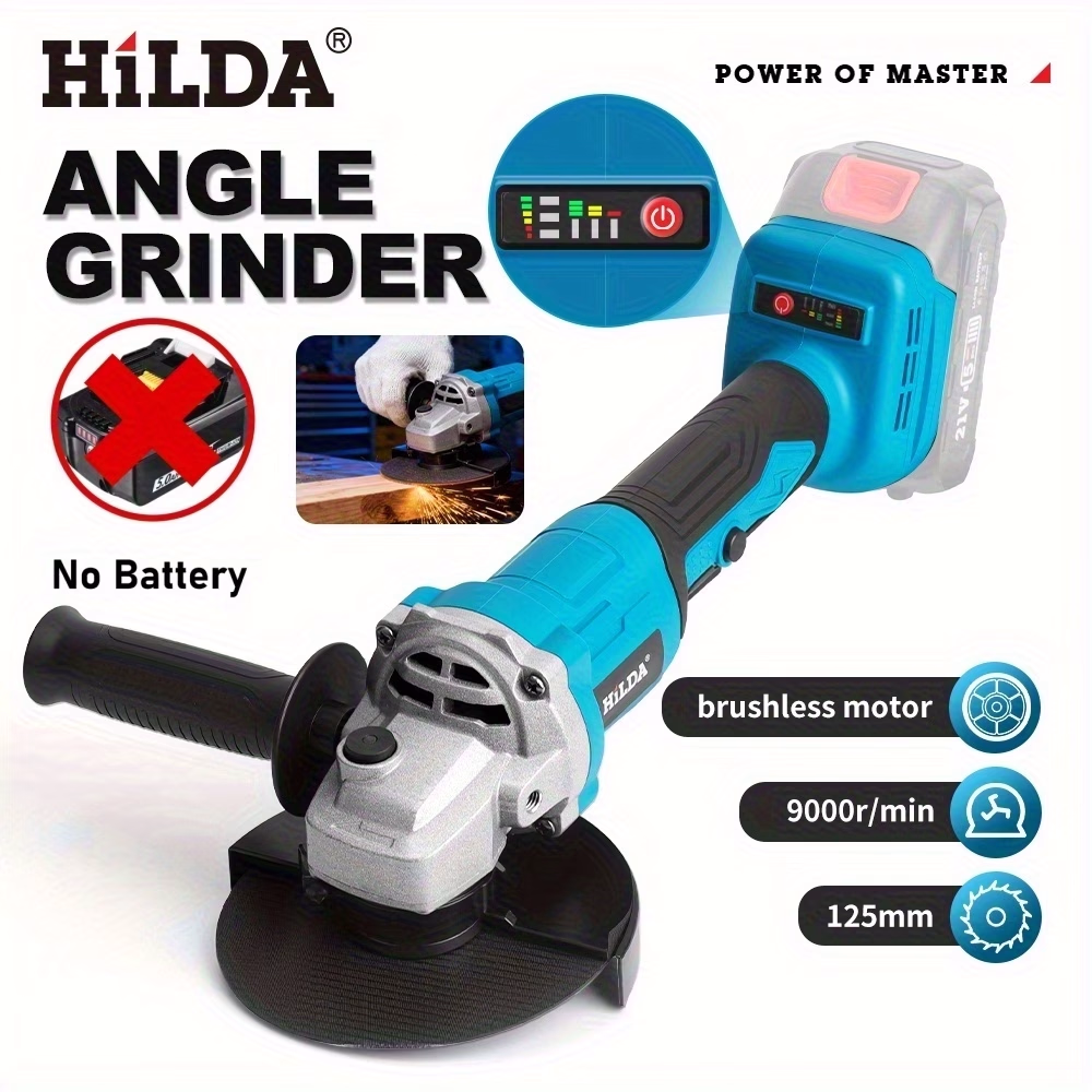 HILDA 125mm Cordless Brushless Angle Grinder – High-Performance Metalworking Tool