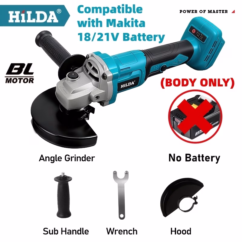 HILDA 125mm Cordless Brushless Angle Grinder – High-Performance Metalworking Tool