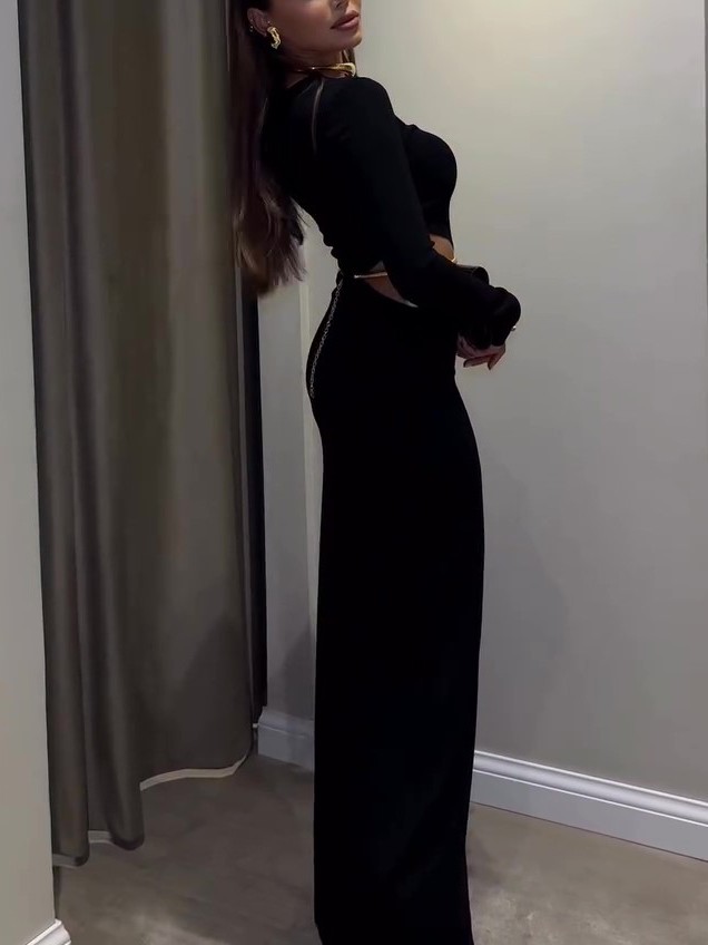 Long Sleeve Black Maxi Dress