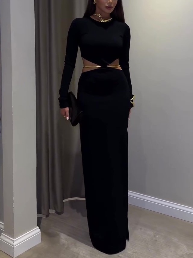 Long Sleeve Black Maxi Dress