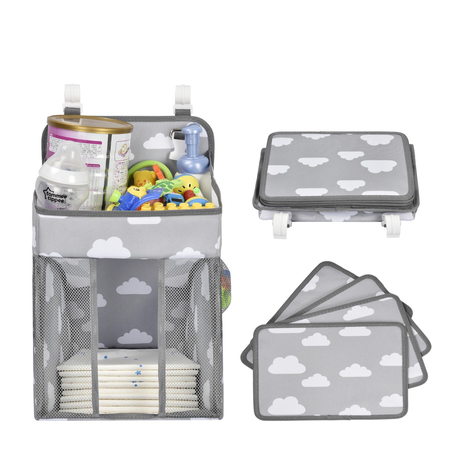 Hanging Diaper Storage Bag for Crib - Convenient Baby Organizer with Multiple Pockets