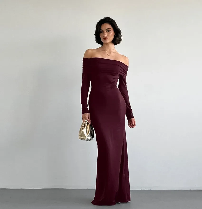 Long Sleeve Off-the-Shoulder Dress