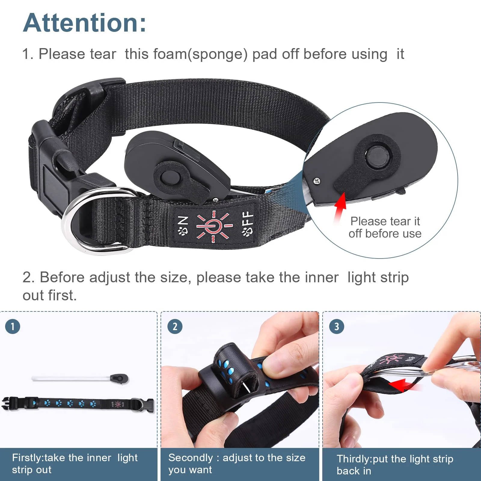 Color: WHITE, Size: L - 7 Modes Led Dog Collar Bone Colourful Light Luminous Dog Collar USB Chargeable Swimming Bright Night Pet Accessories