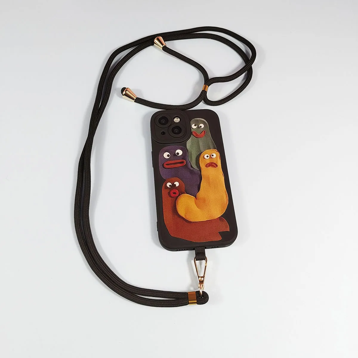 Color: black - phone suspension rope anti loss rope adjustable and extendable nylon cloth  detachable suspension rope Mobile phone lanyard