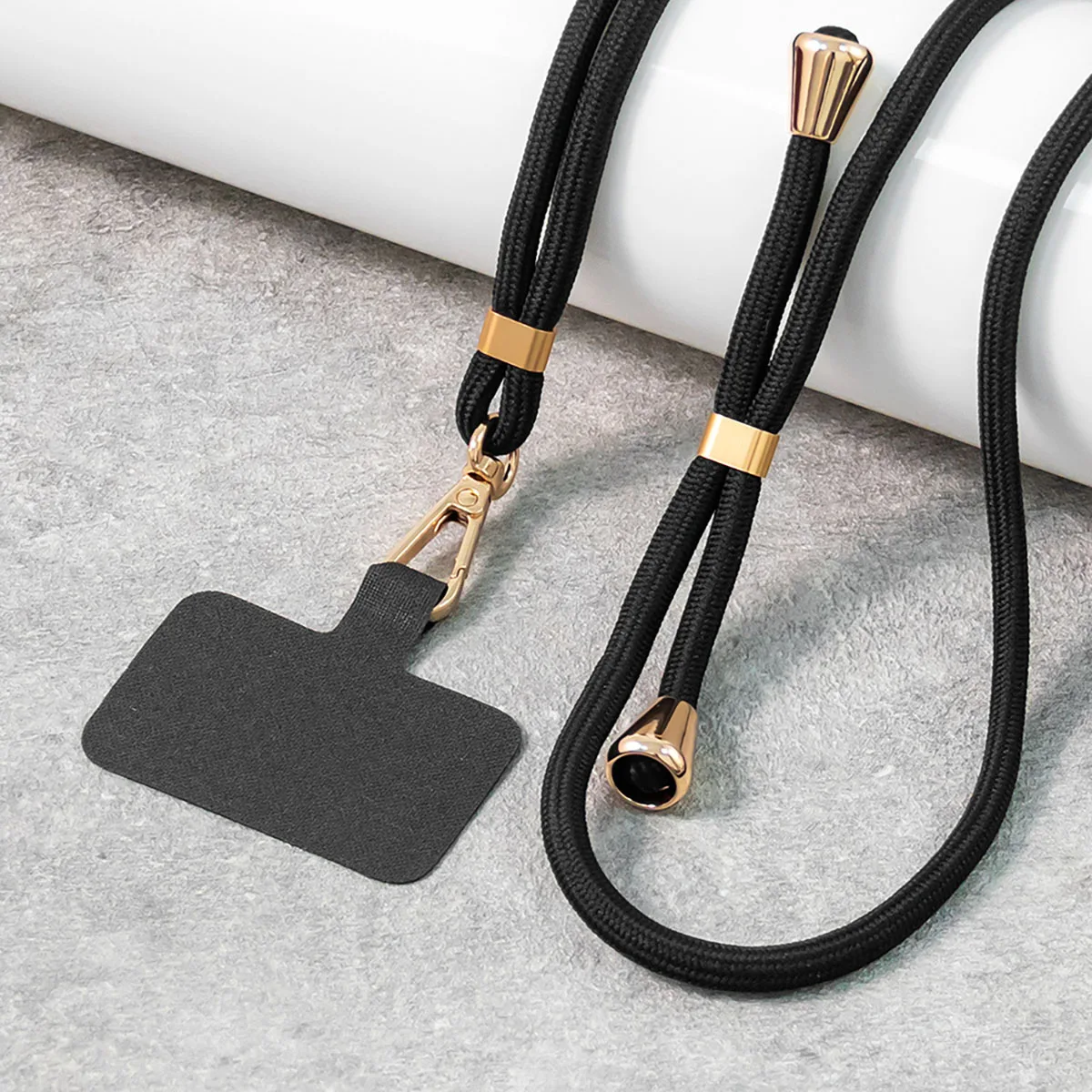 Color: black - phone suspension rope anti loss rope adjustable and extendable nylon cloth  detachable suspension rope Mobile phone lanyard