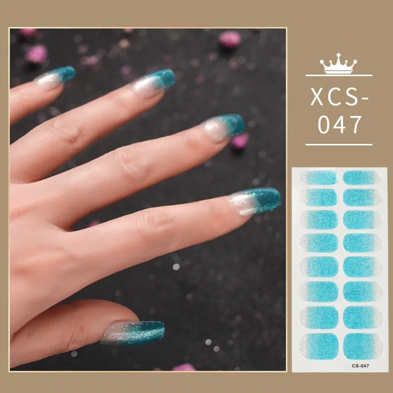 Color: Palegoldenrod - Rose Red Shiny Twinkle Full Cover Nail Stickers Sticker For Nails Self Adhesive Nail Sticker Fashion Nail Stickers Beauty