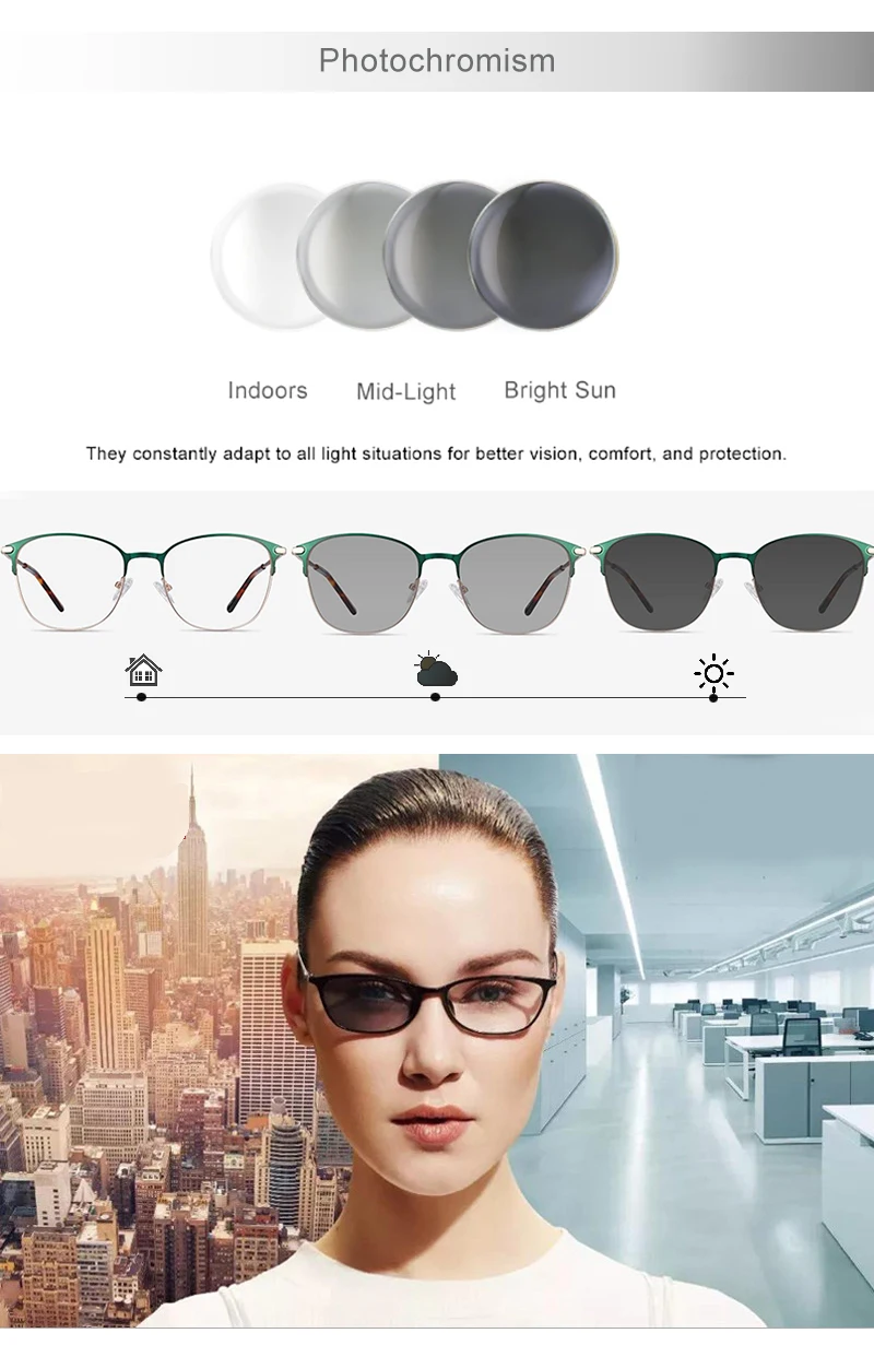 Lenses Color: black, Lens Index: 1.74 - Photochromism Gray Brown 1.56 1.61 1.67 Index Aspheric Lenses UV-proof Myopia Hyperopia Outdoor Prescription Sun Optics Glasses