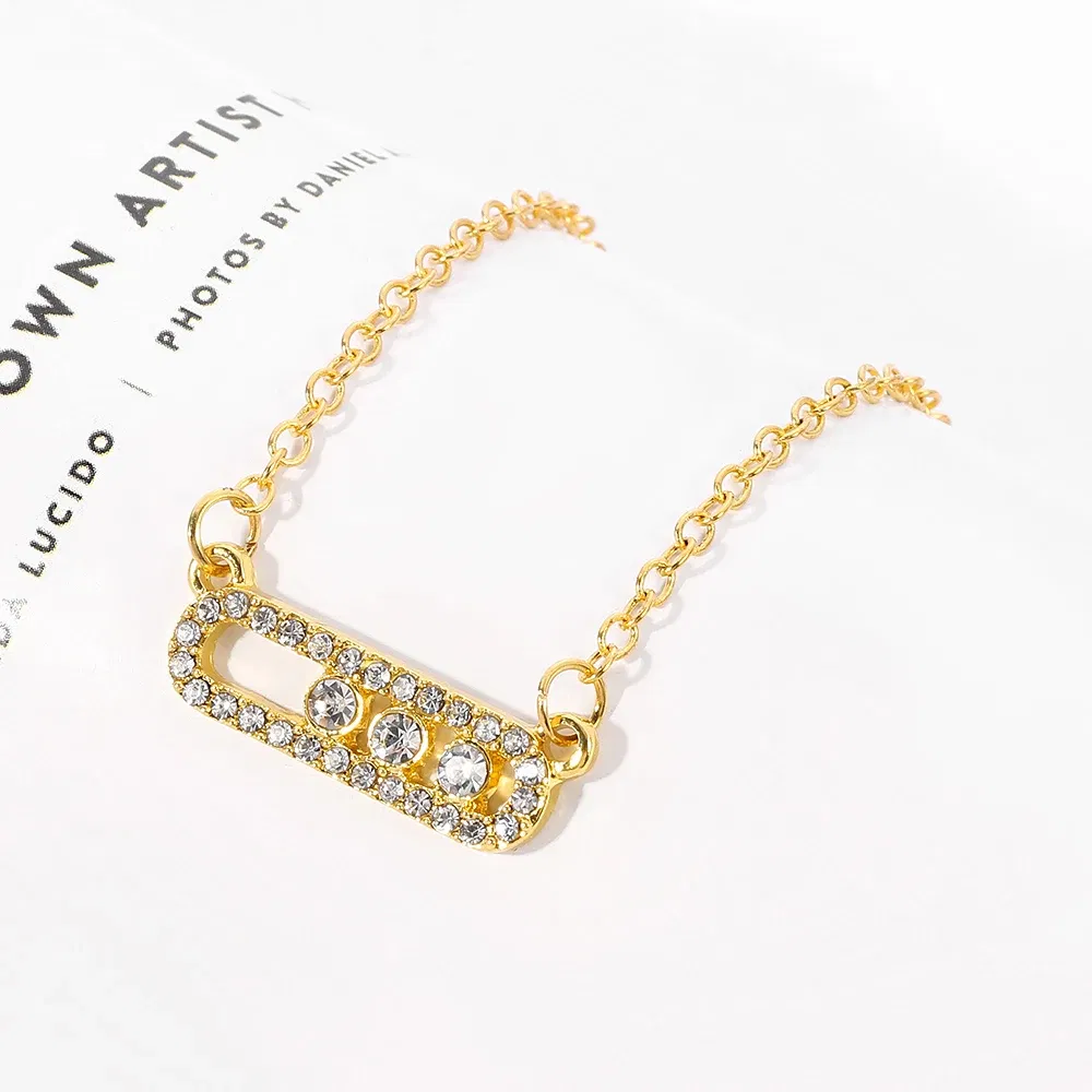 Metal Color: Steel color, Ships From: CHINA - Shiny Rhinestone Geometry Fashion Pendant Necklace Women Sweet Iced Out Clavicle Temperament Bling For Female Party Charm Gifts