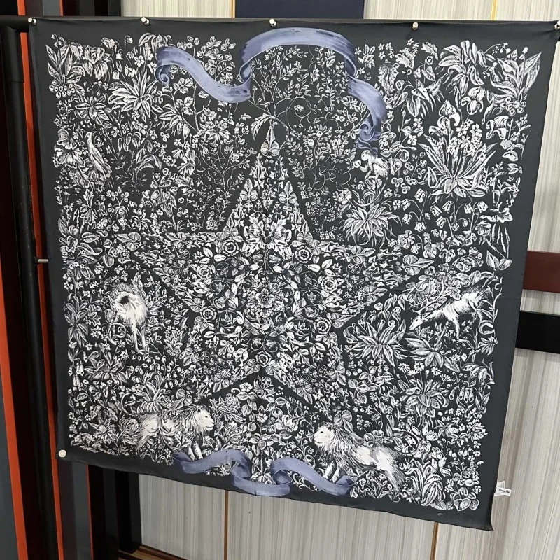 Color: Blue - 2025 New Real Silk Jacquard Shawl Scarf Double-sided  Large Square Scarf All Seasons Men Women Suitable Light Luxury Gift