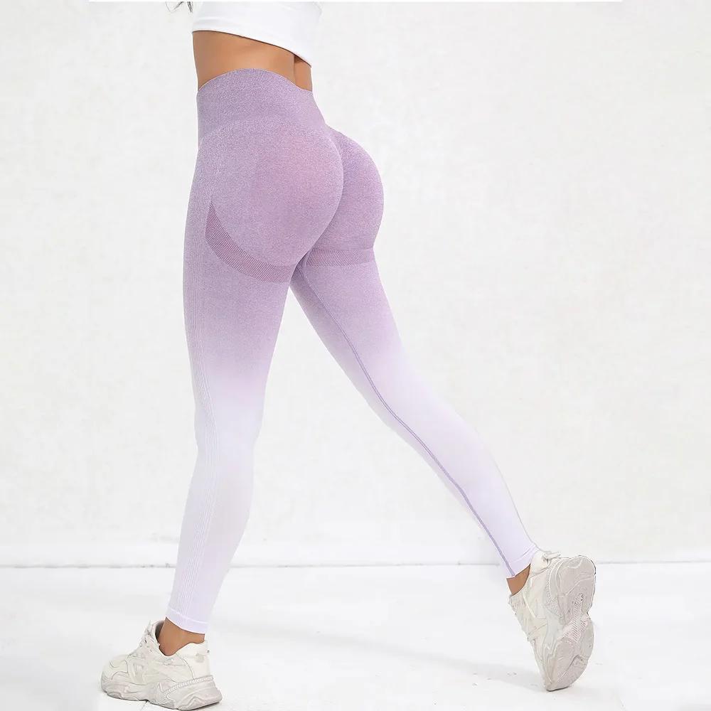 Color: PURPLE, Size: M - Tie Dye Seamless Leggings for Women High Waist Yoga Pants, Scrunch Butt Lifting Elastic Tights