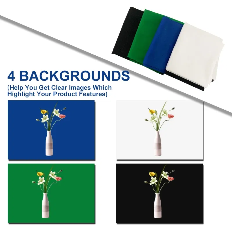 Color: Black, Ships From: CHINA - Home Photo Studio Box 40cm/60cm Led Lightroom Dimming Folding Softbox Light Tent With 4 Colors Backdrops For Product Photography