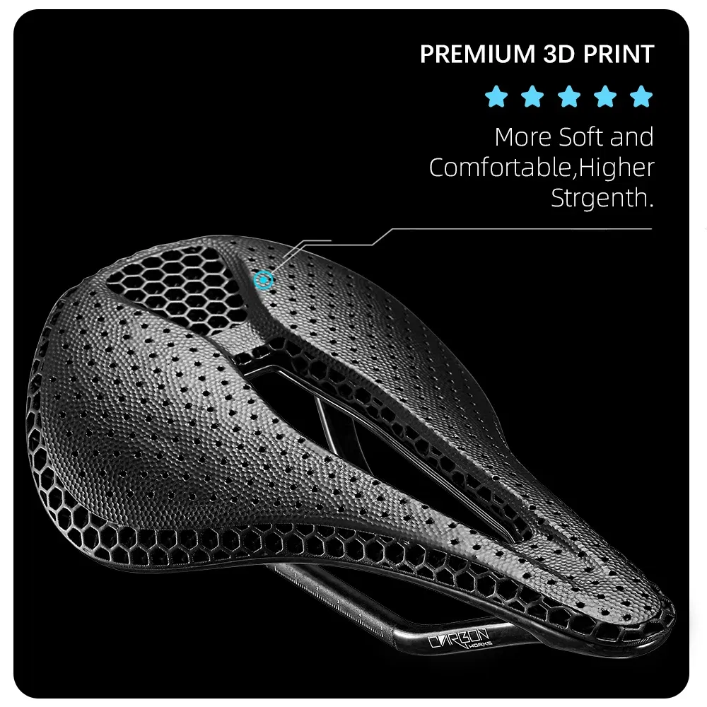 Color: Yellow - RYET Carbon Bicycle Saddle 3D Printed Saddle EVA Saddle Ultralight Bike Seating Triathlon Road MTB Mountain Gravel Cycling Parts