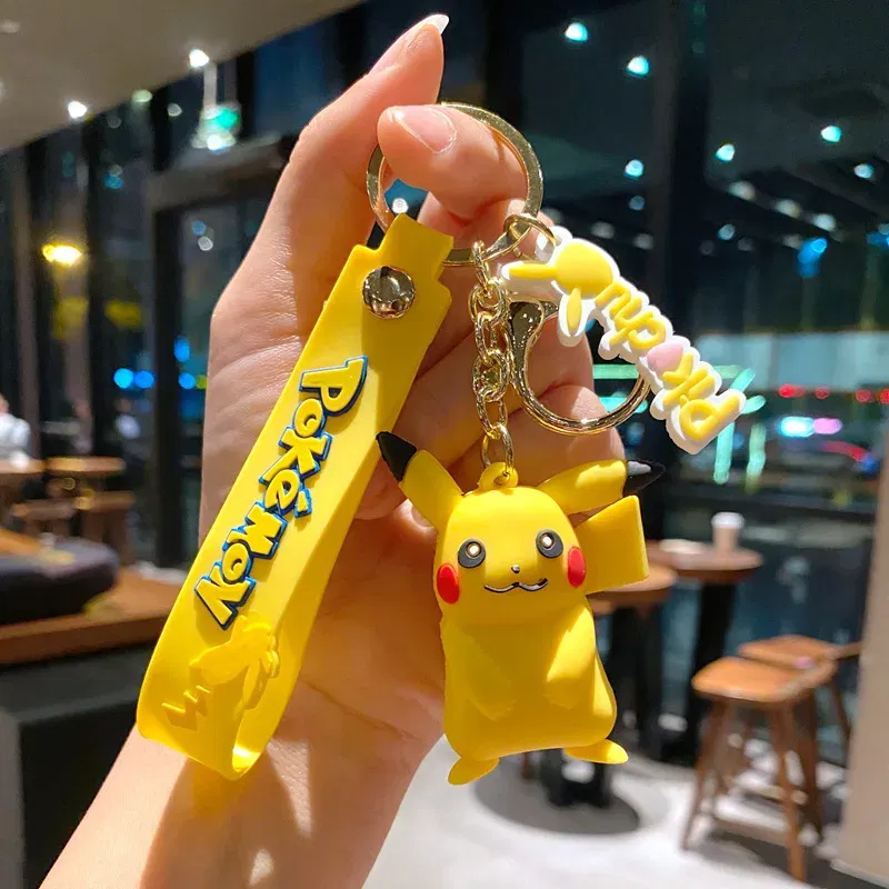 Color: Black, Size: 12cm - Pokemon Keychain Batch Pendant Pokemon Keyring Cute Pikachu Doll Bag Car Pendant for Birthday Kids Gift Toys Charm Bulk Gourd
