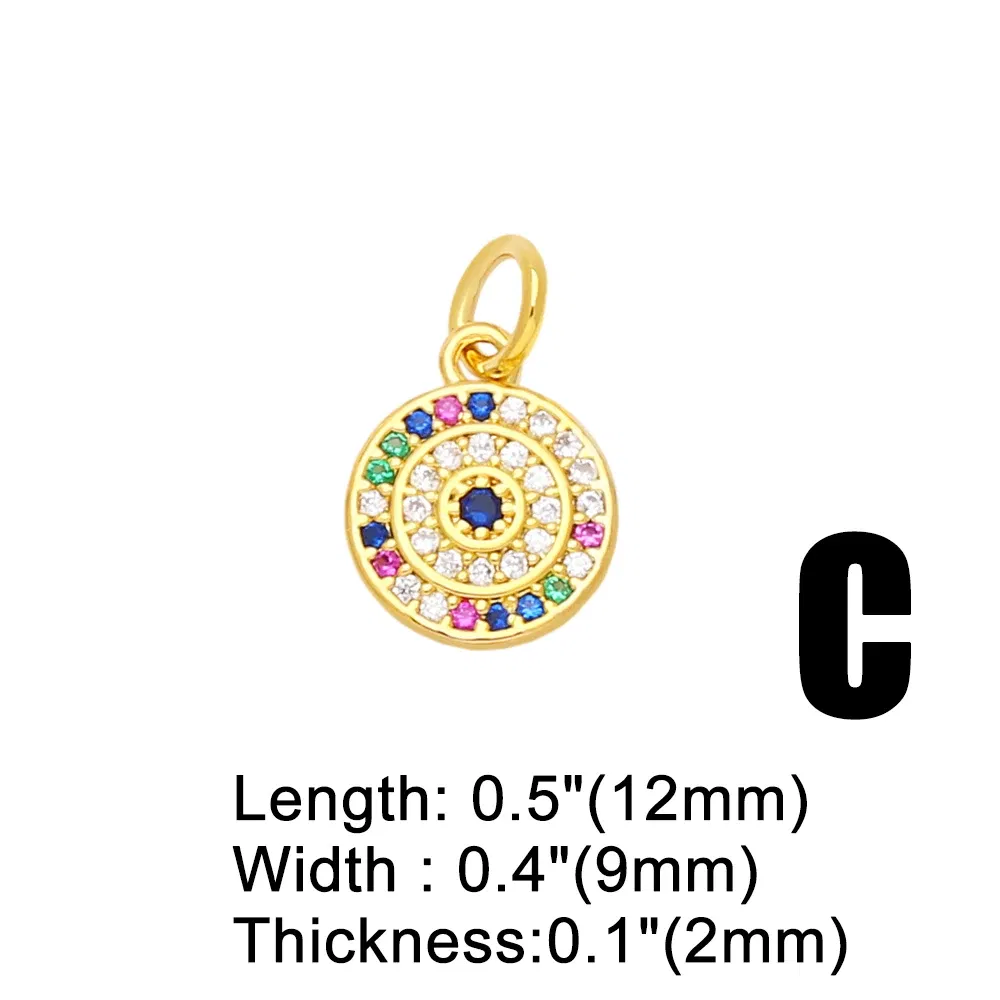 Metal color: BROWN - OCESRIO Multicolor Little Turkish Eye Bracelet Earring Charm Copper Gold Plated CZ Evil Eye Jewelry Making Supplies chma180
