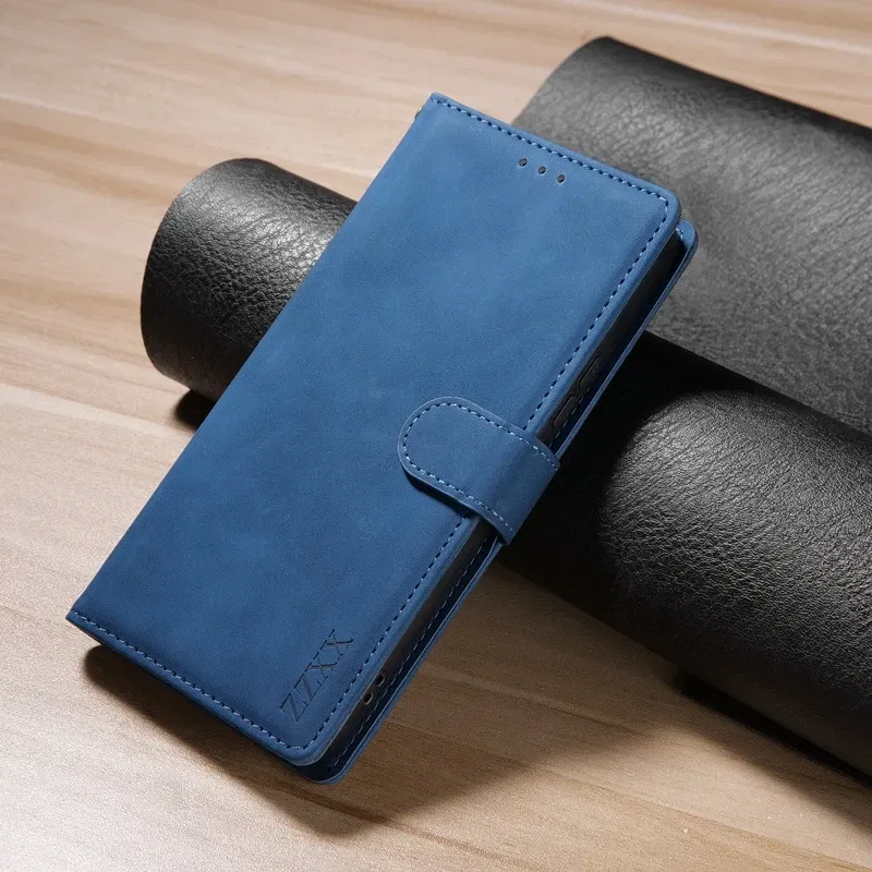 Color: Blue, Bundle: Case & Strap, Material: PC - Wallet Card Slot Holder Magnetic Flip Leather Case For Samsung Galaxy S23 Ultra S22 Plus S21 FE S20 A12 A13 A14 A34 A52 A53 A54