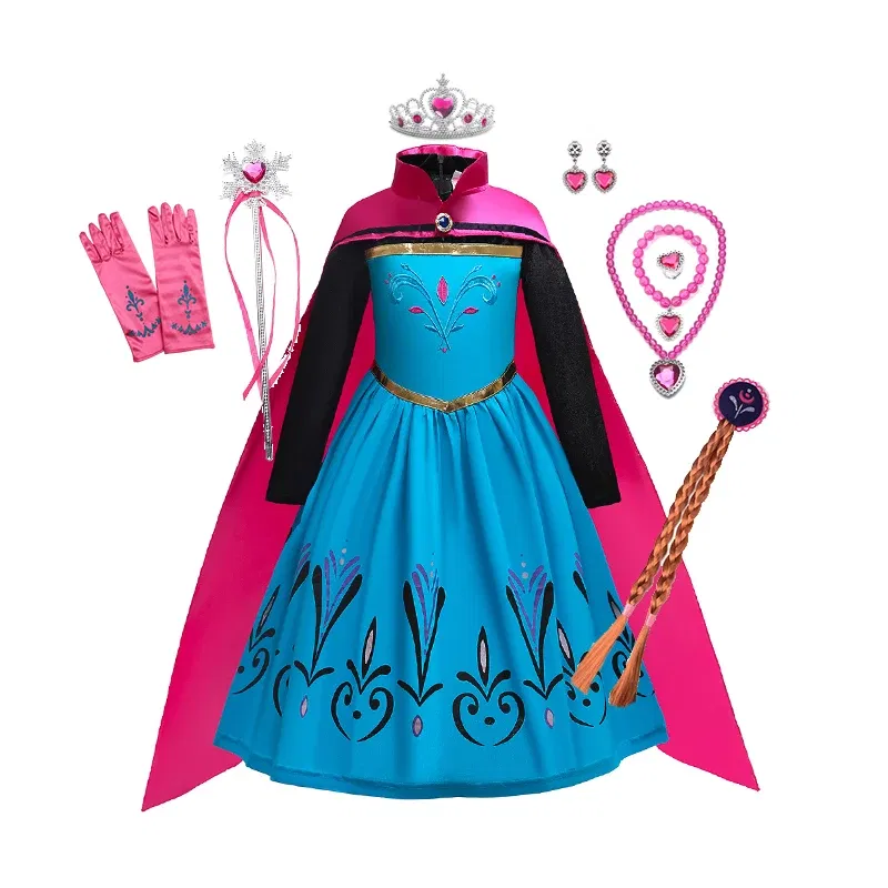 Color: MULTI, Kid Size: 9 - Disney Kids Girls Cosplay Frozen Elsa Anna Princess Dress Girl Mesh Ball Gown Carnival Birthday Clothes Snow Queen Elsa Costume