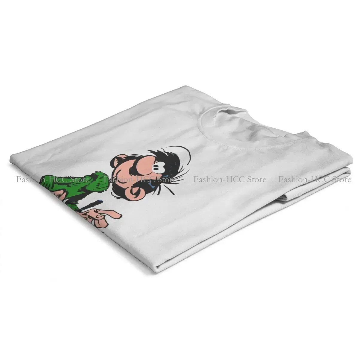 Color: black, Size: L - Gaston Lagaffe Comic Polyester TShirts Cartoon Color Big Ben Walking With Cat Classic Personalize Homme T Shirt Funny Tops