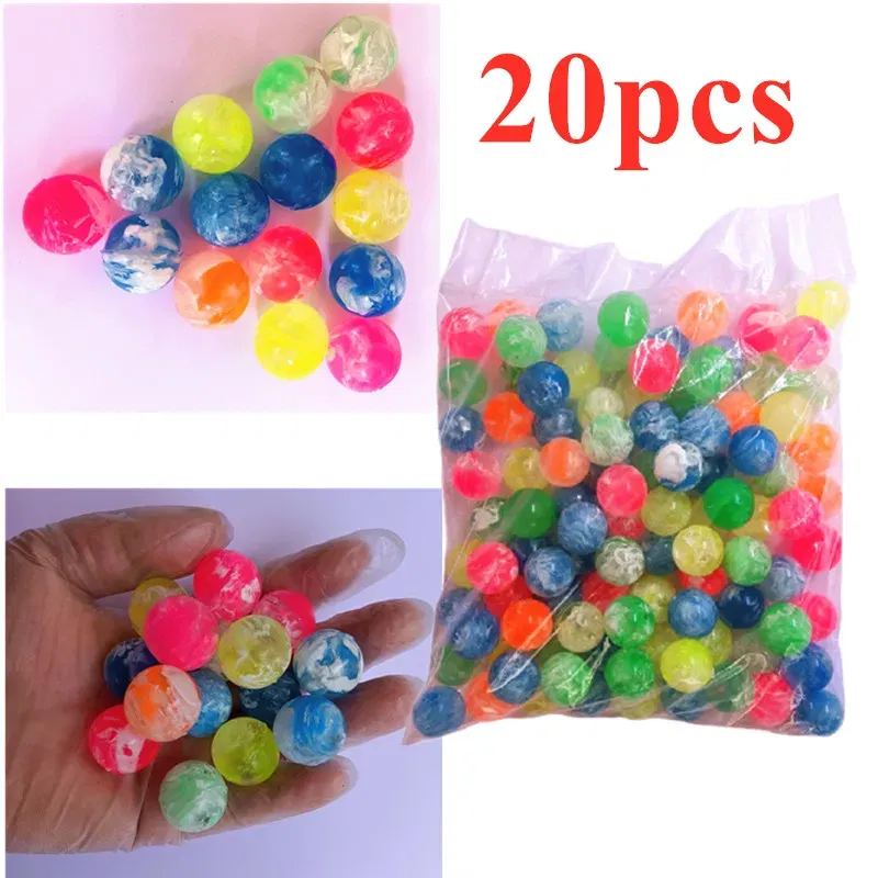 Color: Green - 20Pcs/lot Rubber 19mm Cloud Bouncy Balls Funny Toy Jumping Balls Mini Neon Swirl Bouncing Balls Kids Sports Toy Balls Cat Toy