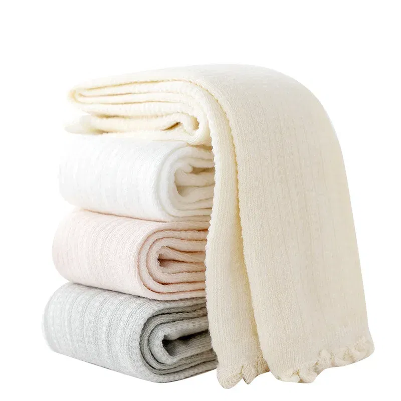 Color: WHITE, Size: 104, Ships From: CHINA - Summer Spring Mesh Baby Girls Stretch Leggings Cotton Solid Ruffle Edge Toddler Kids Pants