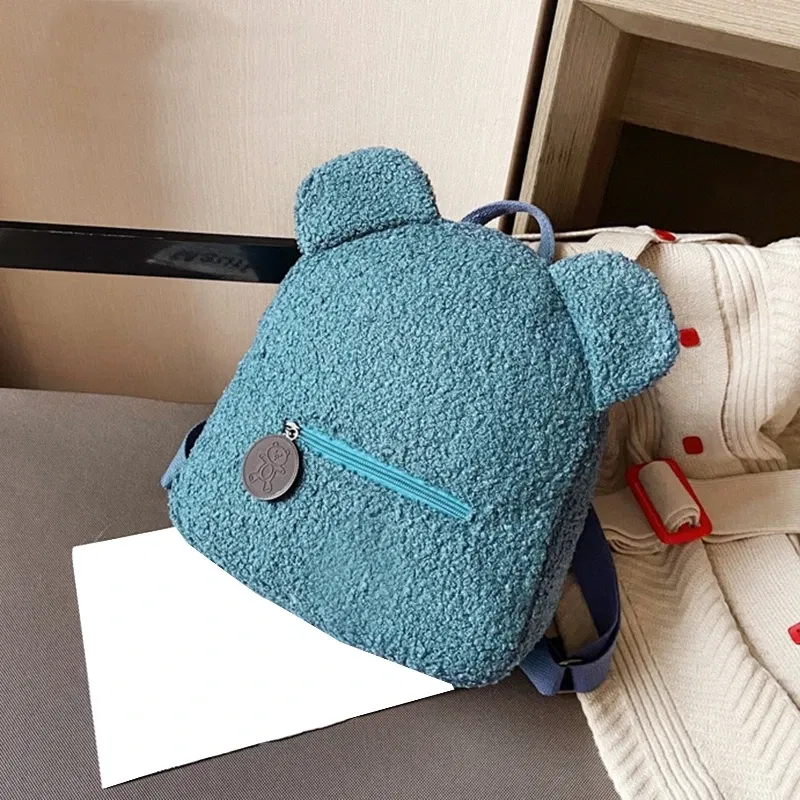 Color: Sky blue - Bear Backpacks Portable Children Travel Shopping Rucksacks Women's Cute Bear Shaped Shoulder Backpack
