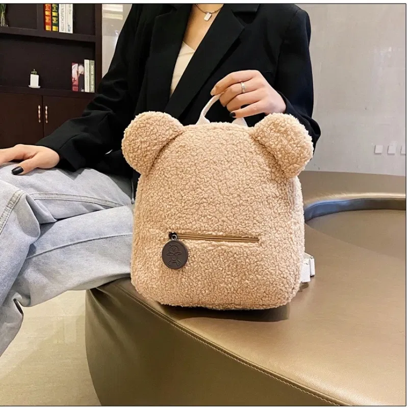Color: Sky blue - Bear Backpacks Portable Children Travel Shopping Rucksacks Women's Cute Bear Shaped Shoulder Backpack