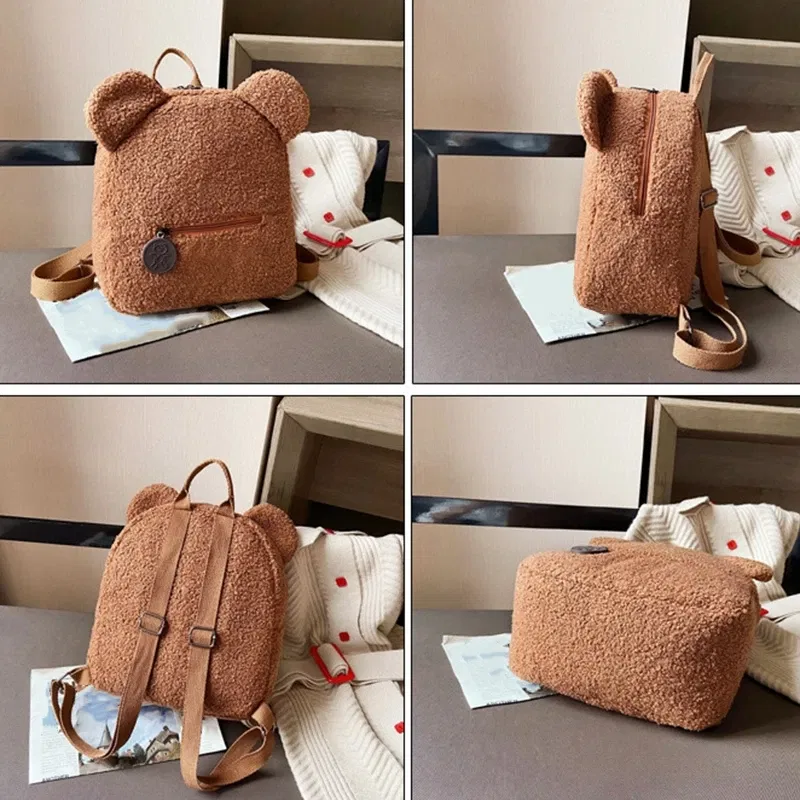 Color: Sky blue - Bear Backpacks Portable Children Travel Shopping Rucksacks Women's Cute Bear Shaped Shoulder Backpack