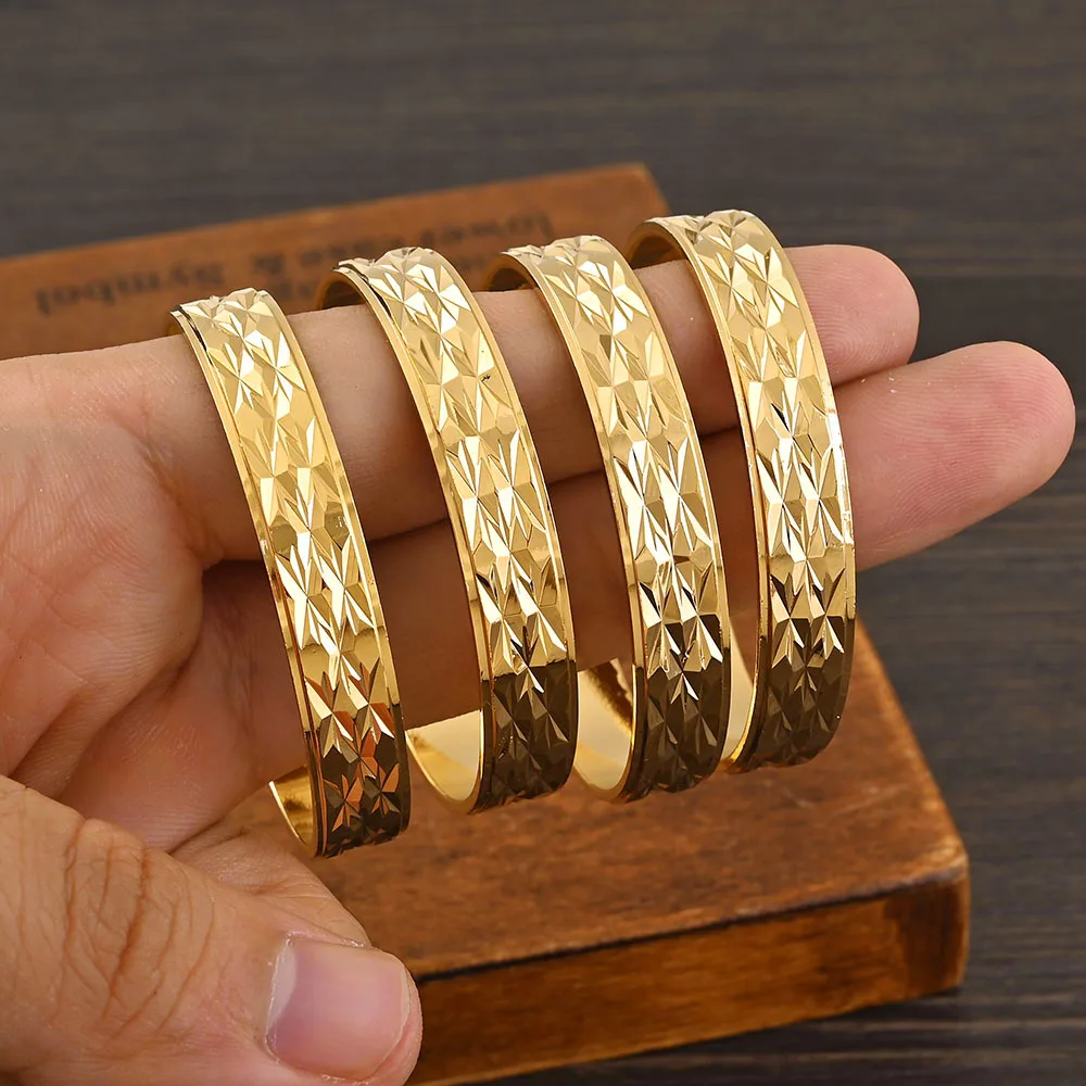 Metal Color: SILVER PLATED - 4Pcs 18k 8mm Width 45MM 55MM 65MM 70MM Dubai Baby Cute Bangles For Girl Jewelry Gold Color Bangles Girls Birthday Jewelry Gifts