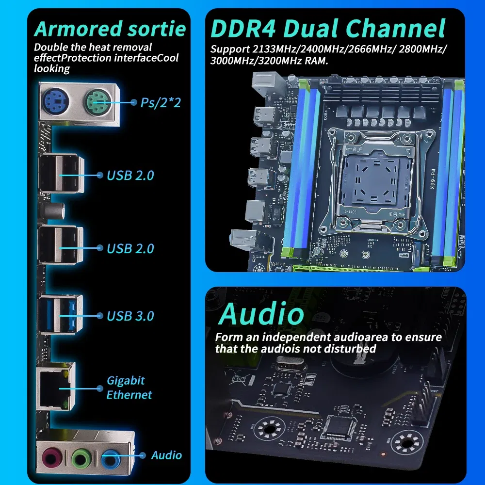 Bundle: Motherboard+CPU+RAM - MUCAI X99 P4 Motherboard LGA 2011-3 Kit Set With DDR4 16GB(2*8GB) 2666MHz RAM Memory And Intel Xeon E5 2680 V3 CPU Processor