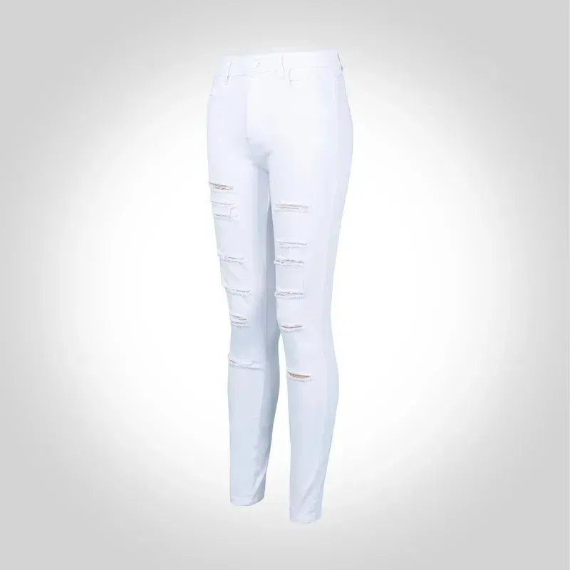 Color: black, Size: XL - Women's Ripped Tight Sexy Large Size Skinny Pants Jeans for Women