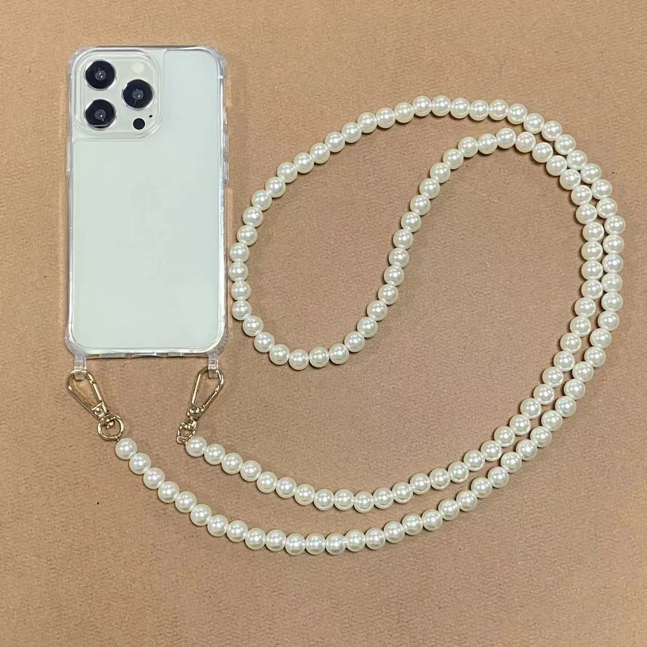 Color: Lotus root color, Bundle: Case & Strap, Material: tpu - Korean Pearl Bracelets Chain Case with Lanyard Aesthetic Luxury Shell for Iphone 15 12 14 Pro Max XR X XS 7 8 Plus 15 Pro Cover
