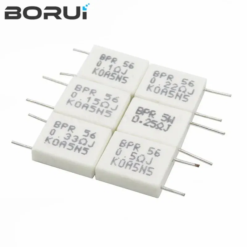 Resistance: 0.62R - 10pcs BPR56 5W 0.001 0.1 0.15 0.22 0.25 0.33 0.5 ohm Non-inductive Ceramic Cement Resistor 0.1R 0.15R 0.22R 0.25R 0.33R 0.5R