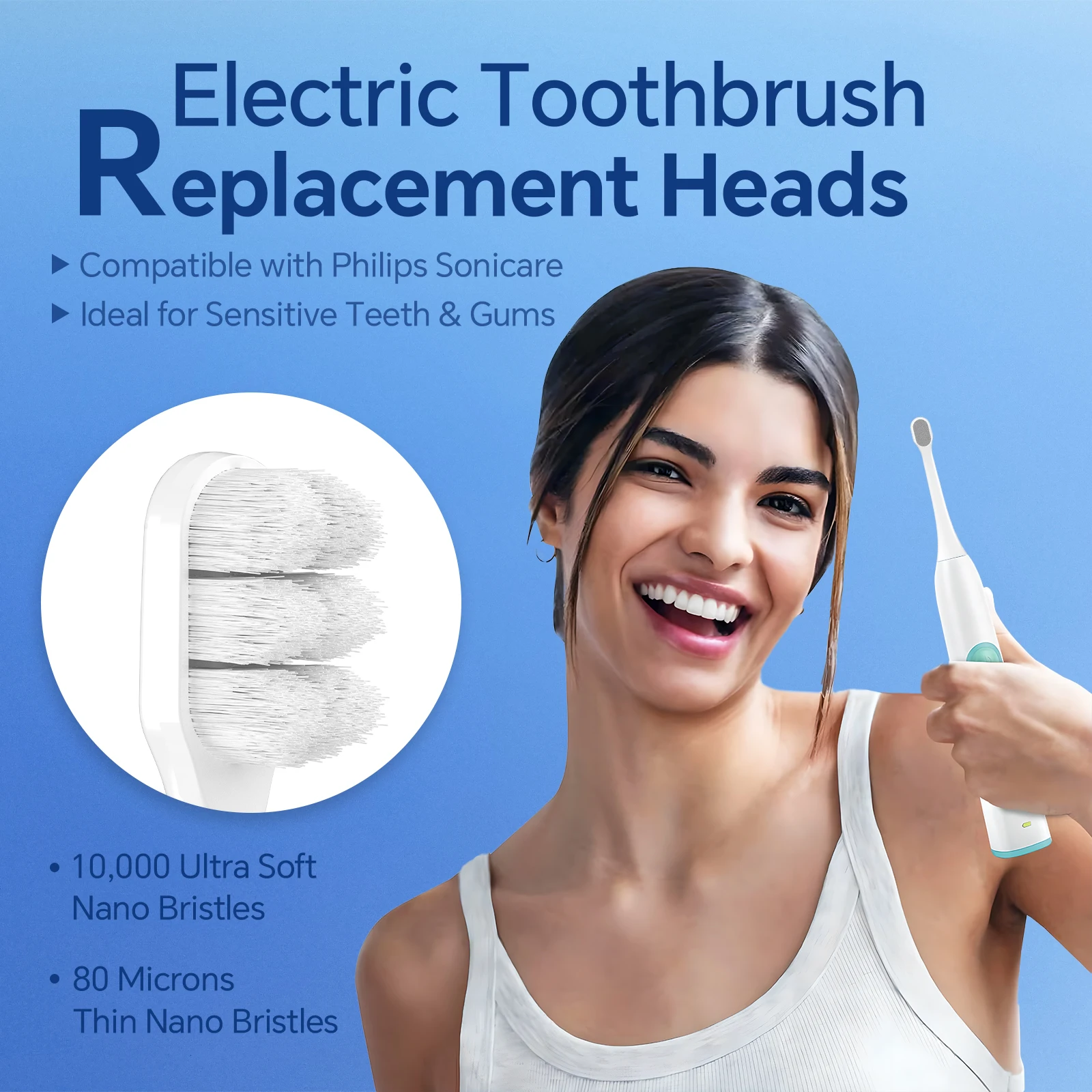 Color: WHITE - Ultra Soft Replacement Toothbrush Brush Heads Compatible with Philips Sonicare Electric Toothbrush for Sensitive Teeth Gums Care