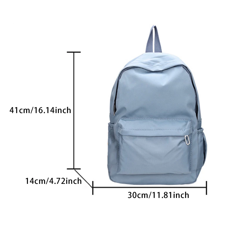 Color: SKY BLUE - Women Schoolbag Waterproof Large Capacity School Backpack Smooth Zipper Solid Color Teens Girl Casual Daypack Bag Student Supply