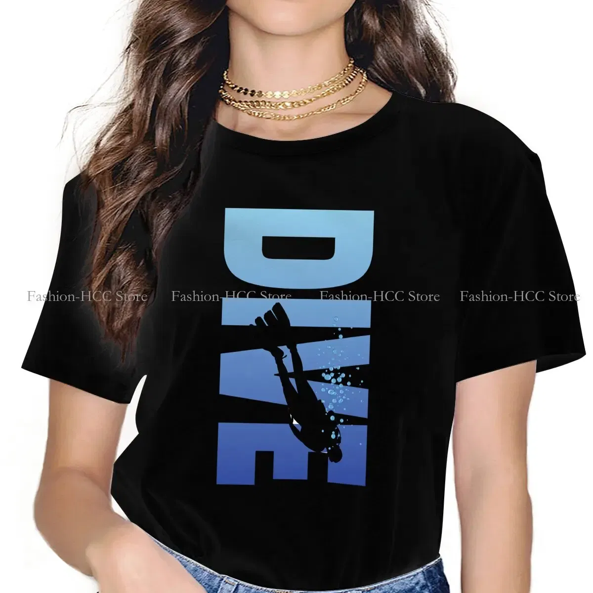 Color: black, Size: L - Deep Blue Sea Unique Polyester TShirt Dive Scuba Diving Top Quality New Design Gift Clothes T Shirt Short Sleeve