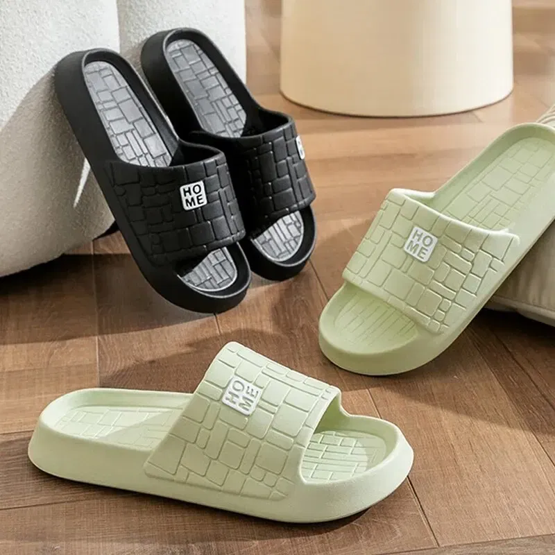 Shoe Size: 36, Color: Black - Summer Slippers Women Men Couple Home Slides Sandals EVA Thick Sole Light Weight Flip Flops Home Indoor Bothe Shower Shoes