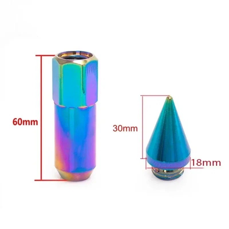 Color Name: Green, Specifications: M12x1.5 - 20pcs 8 Colors Car Accessories Wheel Nuts M12x1.5 M12x1.25 Aluminum 60mm Extended Tuner Spike Lug Nuts For Cadillac Lincoln