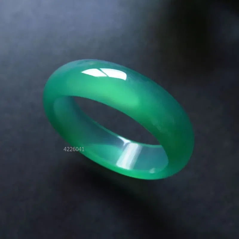 Main Stone Color: GRAY - Natural Chalcedony Hand-carved Jade Ring Fashion Jewelry Gift Jade Rings Various Colors Lovers Gemstones Accessories Wholesale