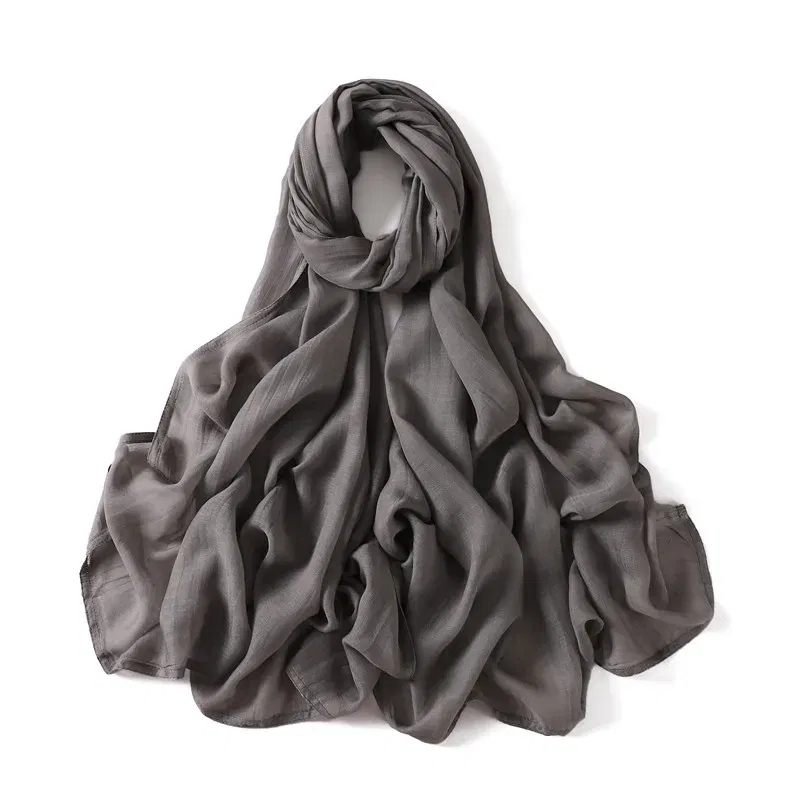 Color: black - Women Big Size Plain Solid Cotton Rayon Hijab Scarf Lady High Quality Wraps and Shawls Musulman Headband Islamic Turban 180*95Cm