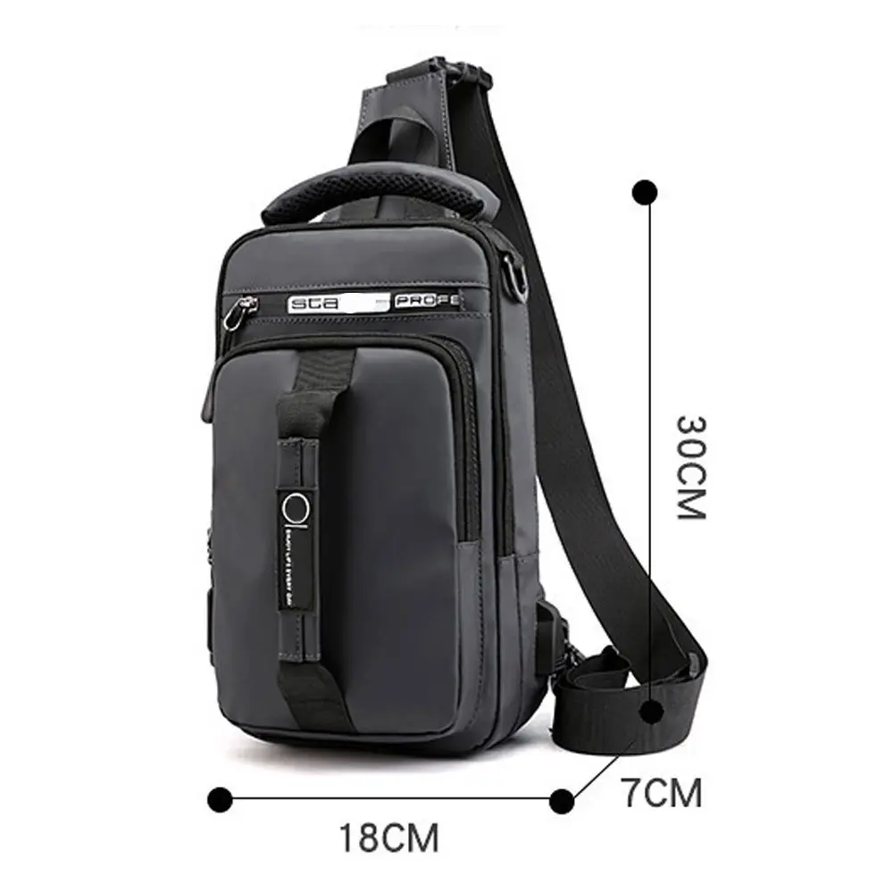 Color: Brown - Anti-theft Chest Shoulder Bag Men's Sling Crossbody Bag Messenger Backpack USB Port Bag