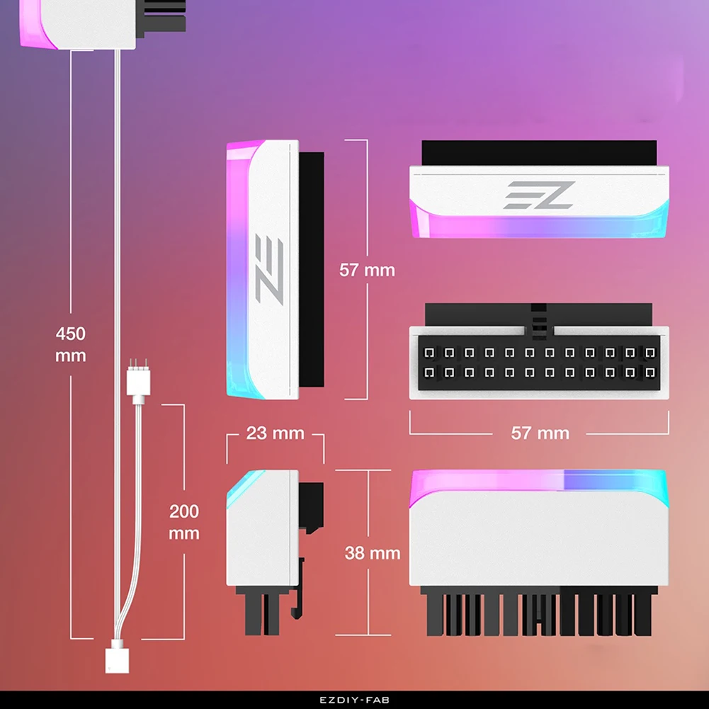 Color: black, Ships From: CHINA - ATX 24 Pin to 90 Degree Power Plug Adapter ARGB Mainboard Motherboard Power Supply Cable Modular DIY Mounting Accessessory