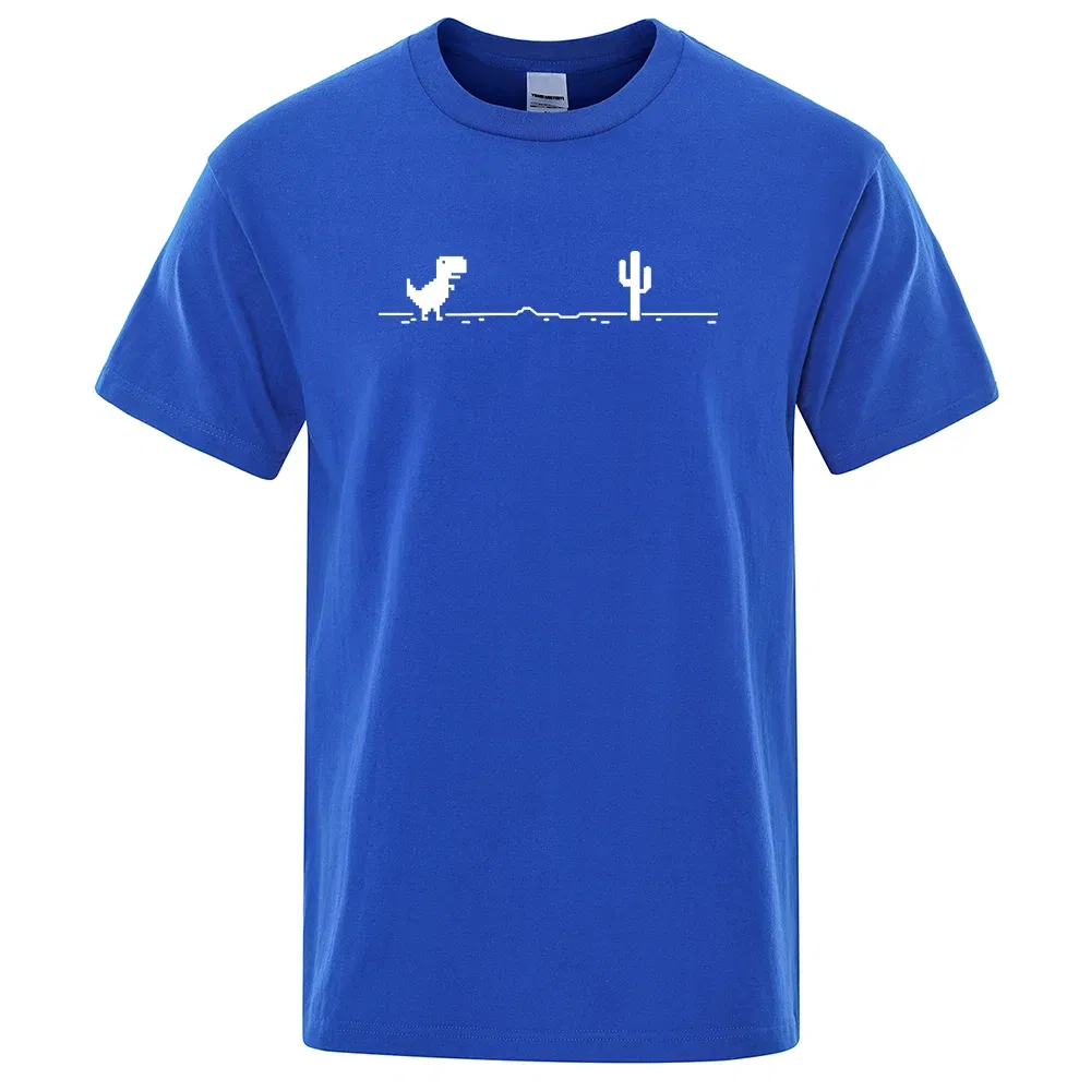 Color: black, Size: S - Mens T-shirts Printed Dinosaur Cactus Funny Tops Summer Cotton T-shirt for Men Casual O-Neck Tee Shirts Streetwear Basic Top