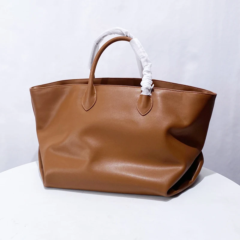 Genuine Leather Large Capacity Big Bags For Women Luxury Designer Handbag And Purses 2024 New In Vintage Cowhide Commuting Tote